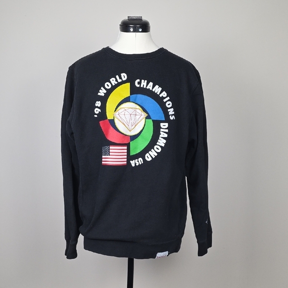 Diamond Supply Co. “World Champions ’98” Black Crewneck Sweatshirt – USA Flag - Picture 1 of 9
